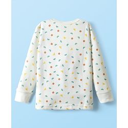 Babyhug Cotton Knit Full Sleeves Thermal Vests & Pant Set with Geometric Print - Offwhite