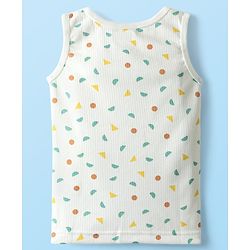 Babyhug Cotton Knit Full Sleeves Thermal Vests & Pant Set with Geometric Print - Offwhite