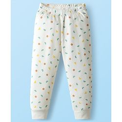 Babyhug Cotton Knit Full Sleeves Thermal Vests & Pant Set with Geometric Print - Offwhite