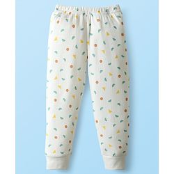 Babyhug Cotton Knit Full Sleeves Thermal Vests & Pant Set with Geometric Print - Offwhite