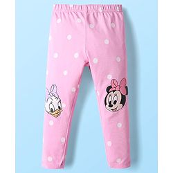 Babyhug Disney Cotton Lycra knit Full Length Legging With Minnie Mouse Graphics Pack of 2 - Yellow & Pink