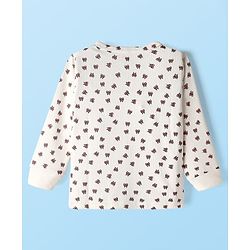 Babyhug Knit Full Sleeves Thermal Vest & Pant Set with Bow Print - Off White