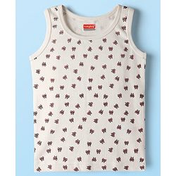 Babyhug Knit Full Sleeves Pullover Thermal Set With Bow Print - Off White