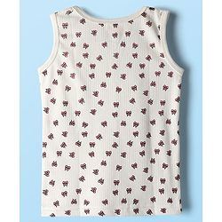 Babyhug Knit Full Sleeves Pullover Thermal Set With Bow Print - Off White