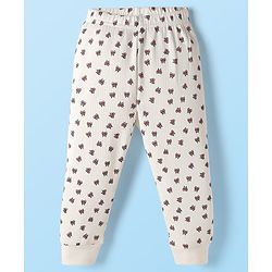 Babyhug Knit Full Sleeves Pullover Thermal Set With Bow Print - Off White