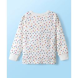 Babyhug Knit  Full Sleeves Front Open Thermal Vest And Pant Set With Star Print - Off-White