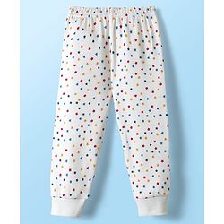 Babyhug Knit  Full Sleeves Front Open Thermal Vest And Pant Set With Star Print - Off-White
