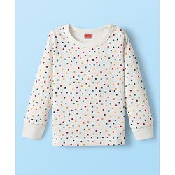 Babyhug  Knit Full Sleeves Thermal Vests & Pant Set with Star Print - Off white