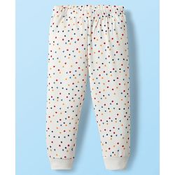 Babyhug  Knit Full Sleeves Thermal Vests & Pant Set with Star Print - Off white