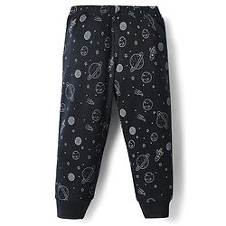 Babyhug  Knit Full Sleeves Thermal Vests & Pant Set with Space Print - Navy Blue