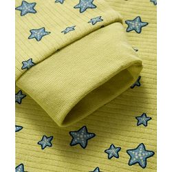 Babyhug Knit Full Sleeves Front Open Thermal Co-Ord Set With Star Print - Lime Green