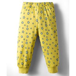 Babyhug Knit Full Sleeves Front Open Thermal Co-Ord Set With Star Print - Lime Green