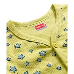 Babyhug Knit Full Sleeves Front Open Thermal Co-Ord Set With Star Print - Lime Green