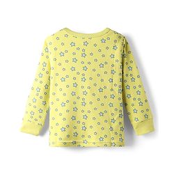 Babyhug Cotton Knit Full Sleeves Star Printed Thermal Wear Set With Vest - Lime Green