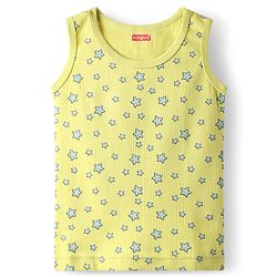 Babyhug Cotton Knit Full Sleeves Star Printed Thermal Wear Set With Vest - Lime Green