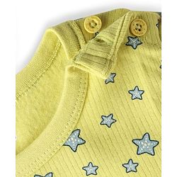 Babyhug Cotton Knit Full Sleeves Star Printed Thermal Wear Set With Vest - Lime Green