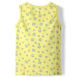 Babyhug Cotton Knit Full Sleeves Star Printed Thermal Wear Set With Vest - Lime Green