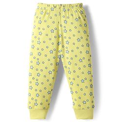 Babyhug Cotton Knit Full Sleeves Star Printed Thermal Wear Set With Vest - Lime Green