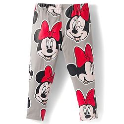 Babyhug Disney Cotton Knit Full Length Leggings With Minnie Mouse Graphics Pack Of 3 - Red Black & Grey