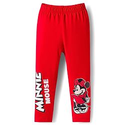 Babyhug Disney Cotton Knit Full Length Leggings With Minnie Mouse Graphics Pack Of 3 - Red Black & Grey