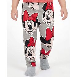 Babyhug Disney Cotton Knit Full Length Leggings With Minnie Mouse Graphics Pack Of 3 - Red Black & Grey