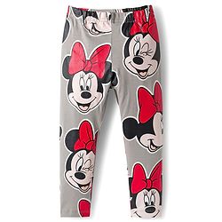 Babyhug Disney Cotton Knit Full Length Leggings With Minnie Mouse Graphics Pack Of 3 - Red Black & Grey
