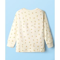 Babyhug Cotton Knit Full Sleeves Thermal Inner Wear Set with Sando Vest & Floral Print - Offwhite