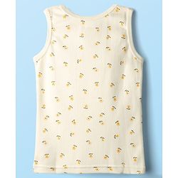 Babyhug Cotton Knit Full Sleeves Thermal Inner Wear Set with Sando Vest & Floral Print - Offwhite