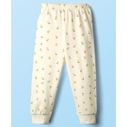 Babyhug Cotton Knit Full Sleeves Thermal Inner Wear Set with Sando Vest & Floral Print - Offwhite