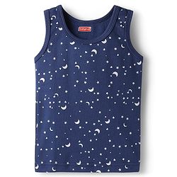 Babyhug Cotton Knit Full Sleeves Star Printed Thermal Wear Set With Vest - Navy Blue