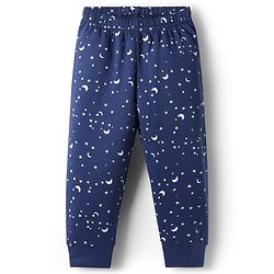 Babyhug Cotton Knit Full Sleeves Star Printed Thermal Wear Set With Vest - Navy Blue