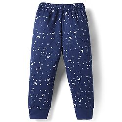 Babyhug Cotton Knit Full Sleeves Star Printed Thermal Wear Set With Vest - Navy Blue