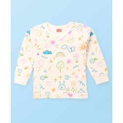 Babyhug  Knit Full Sleeves Thermal Set with Animal Print - Off-White