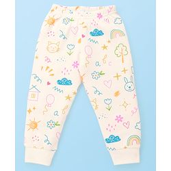 Babyhug  Knit Full Sleeves Thermal Set with Animal Print - Off-White