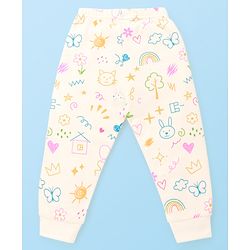 Babyhug  Knit Full Sleeves Thermal Set with Animal Print - Off-White