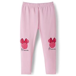 Babyhug Disney Cotton Knit Full Length Leggings With Minnie Mouse Graphics Pack Of 2 - Purple & Pink