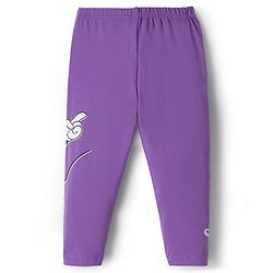 Babyhug Disney Cotton Knit Full Length Leggings With Minnie Mouse Graphics Pack Of 2 - Purple & Pink
