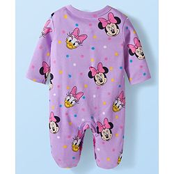 Babyhug Disney Full Sleeves Footed Sleep Suit With Minnie & Friends Graphics Pack Of 2 - Purple & White