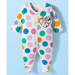 Babyhug Disney Full Sleeves Footed Sleep Suit With Minnie & Friends Graphics Pack Of 2 - Purple & White