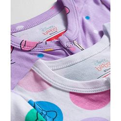 Babyhug Disney Full Sleeves Footed Sleep Suit With Minnie & Friends Graphics Pack Of 2 - Purple & White