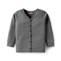 Babyhug Knit Full Sleeves Solid Color Thermal Vest & Pant Set - Grey
