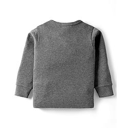 Babyhug Knit Full Sleeves Solid Color Thermal Vest & Pant Set - Grey