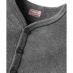 Babyhug Knit Full Sleeves Solid Color Thermal Vest & Pant Set - Grey
