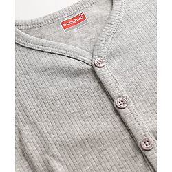 Babyhug Knit Full Sleeves Solid Front Open Thermal Set - Light Grey