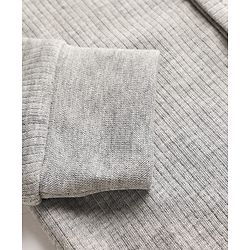 Babyhug Knit Full Sleeves Solid Front Open Thermal Set - Light Grey