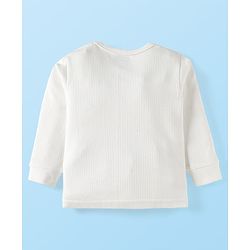 Babyhug Knit Full Sleeves Solid Color Thermal Vest & Pant Set - Off White