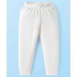 Babyhug Knit Full Sleeves Solid Color Thermal Vest & Pant Set - Off White