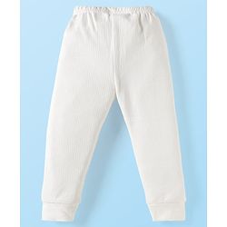Babyhug Knit Full Sleeves Solid Color Thermal Vest & Pant Set - Off White