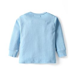 Babyhug Knit Full Sleeves Solid Color Thermal Vest & Pant Set - Light Blue