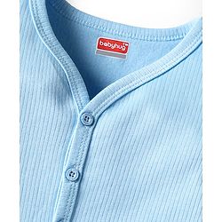 Babyhug Knit Full Sleeves Solid Color Thermal Vest & Pant Set - Light Blue